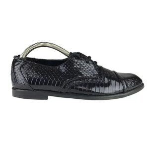 Roberto Chillini Mens Black Snake Print Lace Up‎ Oxford Dress Shoes Size US 6.5